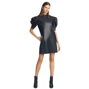 SACHIN + BABI Parker Faux Leather Short Sleeve Shift Dress Crew Neck Pocket
